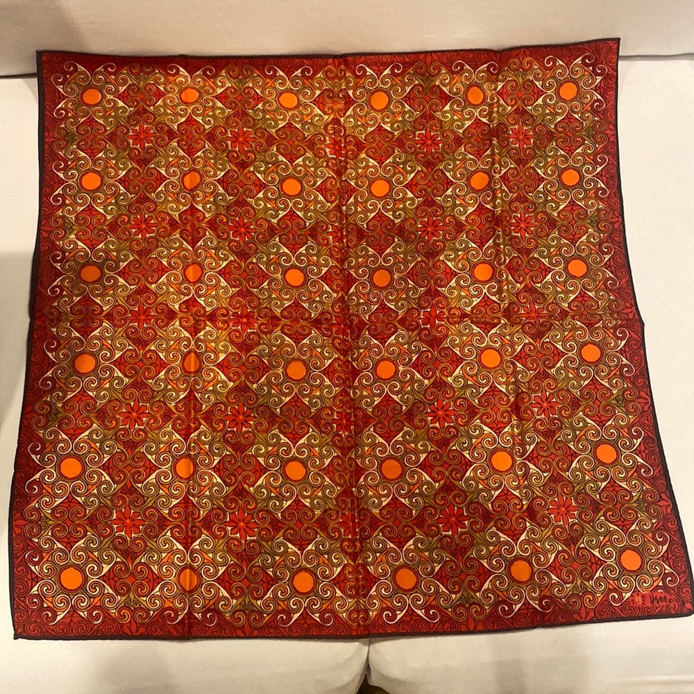 Vintage Vera Neumann scarf red orange tan